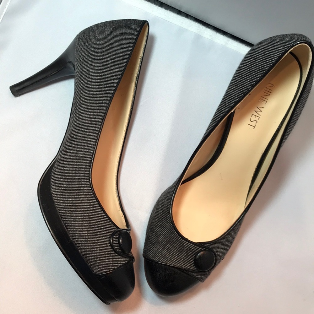 Nine West Charcoal and Black Heels